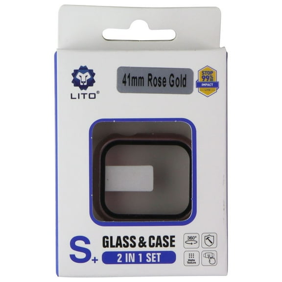 LITO S  Glass & Rugged Case for Apple Watch Series 9/8/7 (41mm) - Rose Gold