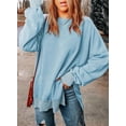 thumbnail image 3 of QWZNDZGR Womens Sweatshirt Casual Long Sleeve Crewneck Lightweight Pullover Tops Loose Sweatshirts, 3 of 5