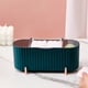 thumbnail image 1 of Caja de almacenamiento Beauty Egg con tapa transparente | Organizador de 4 compartimentos para hisopos, esponjas y discos de algodón | Organizador de tocador y encimera para baño, 1 of 6