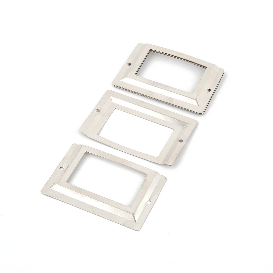 Drawer Name Card Metal Tag Label Holder Frames Silver Tone 80mmx50mm