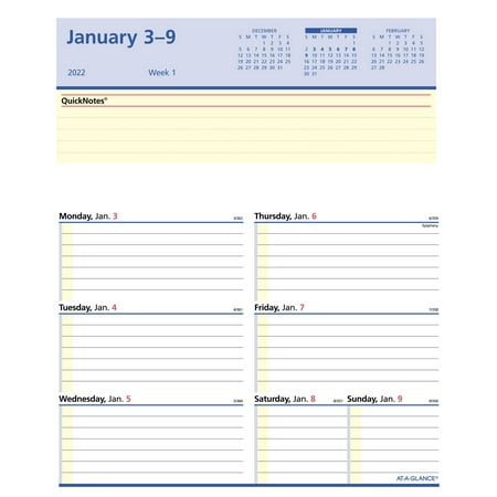 AT-A-GLANCE Flip-A-Week Weekly Refill with QuickNotes  6  x 7   January 2022 to December 2022 - SW7065022