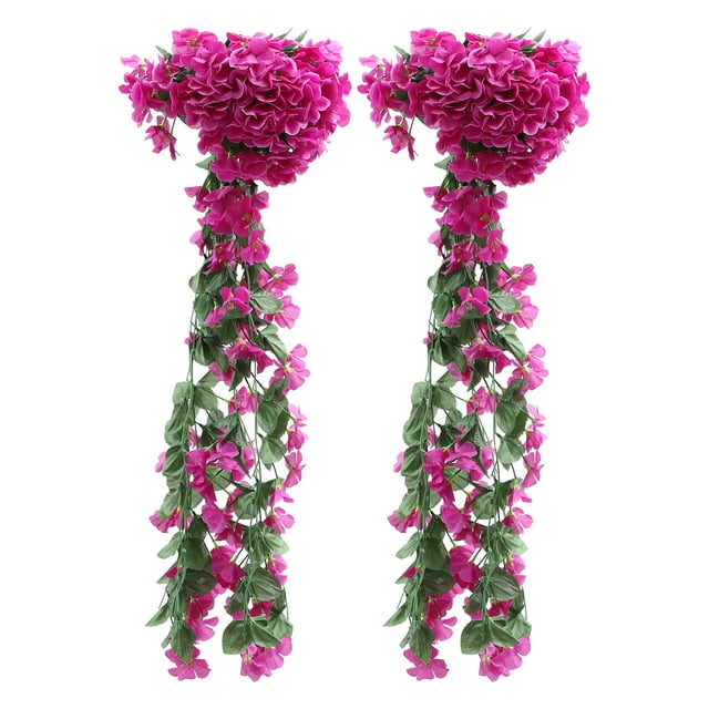 2 unids hermosa simulación violeta flores artificiales colgantes faux flores