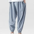 thumbnail image 4 of HOOMEUMY Men's Harem Pants Linen Cotton Loose Fit Bound Feet Workout Casual Joggers Drawstring Trousers with Pockets Gray XXXL, 4 of 5