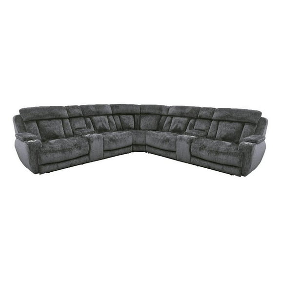 Pemberly Row Charcoal 7 Piece Power Reclining Adjustable Headrests Sectional