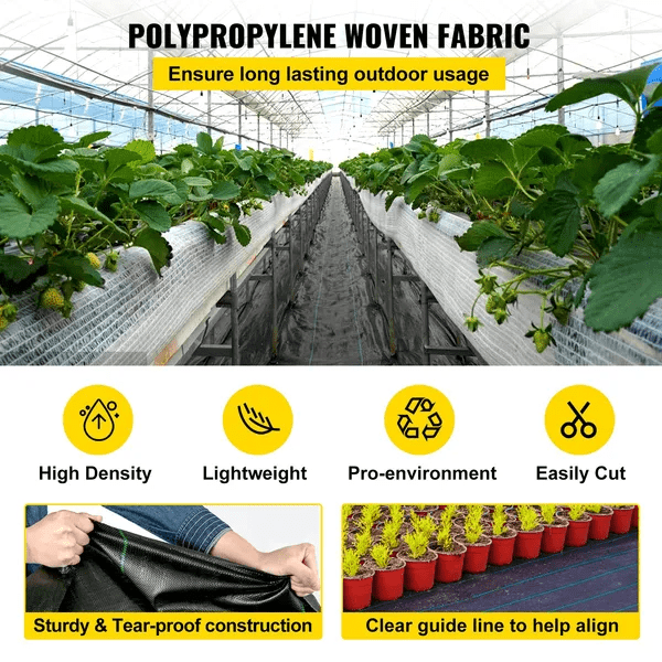VEVOR Pro Landscape Fabric 2x300FT - 2.4oz Woven Weed Block with High Flow Tech