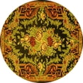 thumbnail image 1 of Ahgly Company Machine Washable Indoor Round Medallion Yellow French Area Rugs, 5' Round, 1 of 4