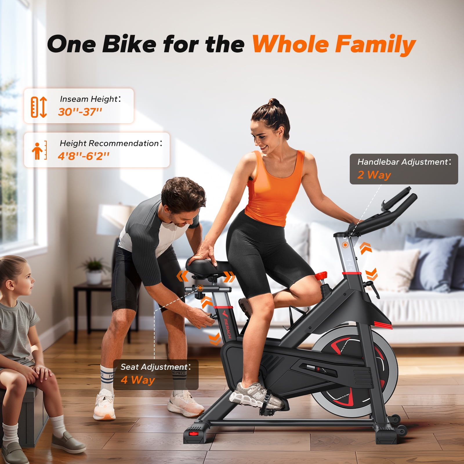 MERACH Exercise Bike Indoor Stationary Cycling Bike with 350lbs Weight Capacity 100 Resistance with LED Monitor Free APP Silent Belt Drive and Comfortable Seat Cushion for Cardio Workout