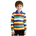 thumbnail image 2 of BRGZLK Boys School Uniform Polo Shirt Unisex Spring Summer Stripe Cute Bear Print Casual Sports Classic Fit Long Sleeve Top Red 12-13 Years, 2 of 5