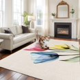thumbnail image 3 of Area Rug 72×108in, Spring Colorful Tulips Flower on Retro Linen Floor Carpet Living Room Rug, Watercolor Botanical Non-Slip Welcome Mat Indoor Rugs for Bedroom Dining Room, 3 of 9