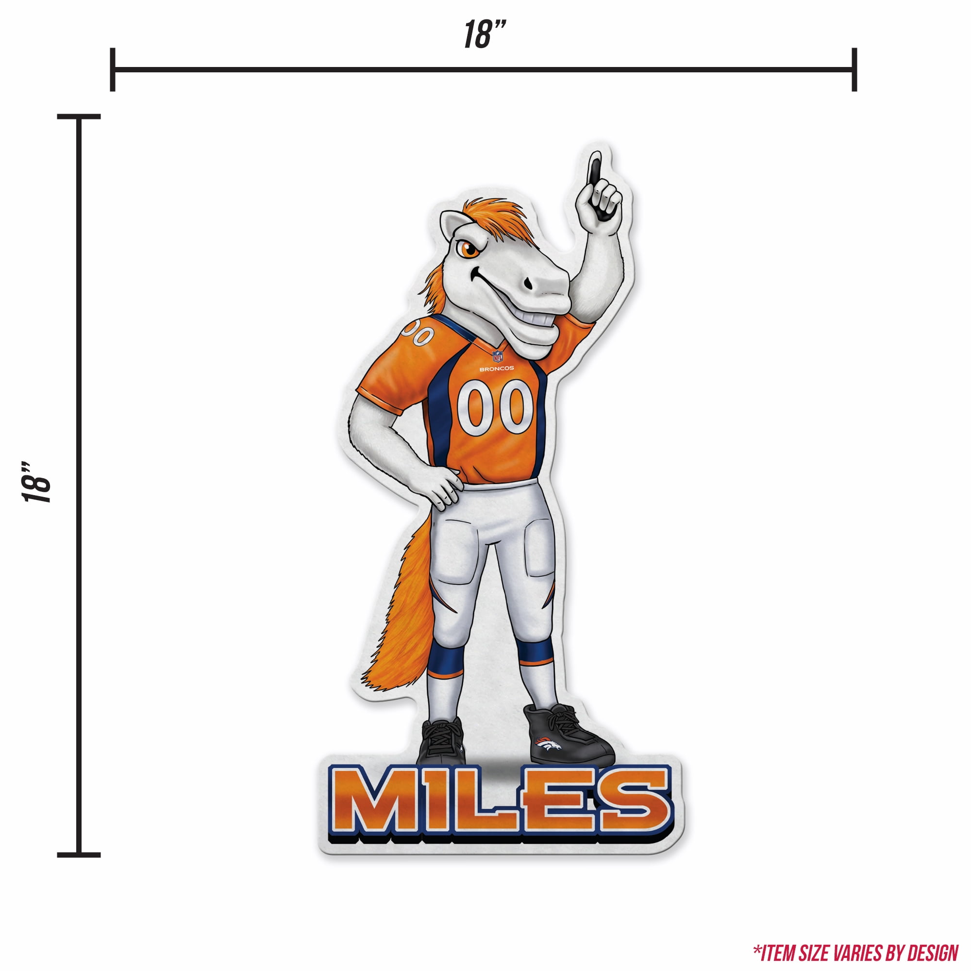 BRONCOS SHAPE CUT MASCOT LOGO PENNANT WITH HEADER CARD