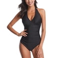 thumbnail image 1 of iTNHFP Swimwear Women Women's Neck Ruffled Backless Swimwear Mesh Solid Color Bathing Suit, 1 of 9