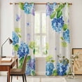 thumbnail image 3 of Blue Hydrangea Kitchen Curtains Window Panels, Linen Texture Butterfly Spring Floral Insulated Window Treatment Curtain, Grommet Curtains for Bedroom/Living Room/Bathroom, 2 Piece 42"Wx84"L, 3 of 8
