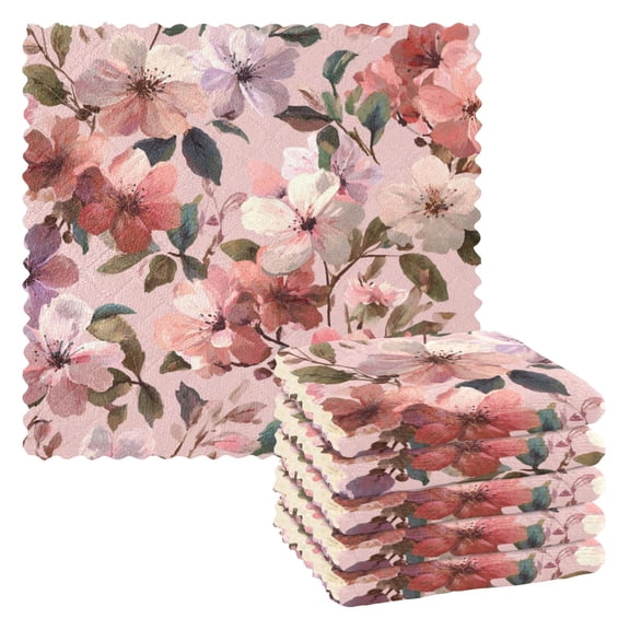 6 Pieces of Kitchen Towels 11x11Inch Kitchen Dish Cloths Kitchen Dish Towels Reuseable Cleaning Cloths Watercolor Flowers Beautiful