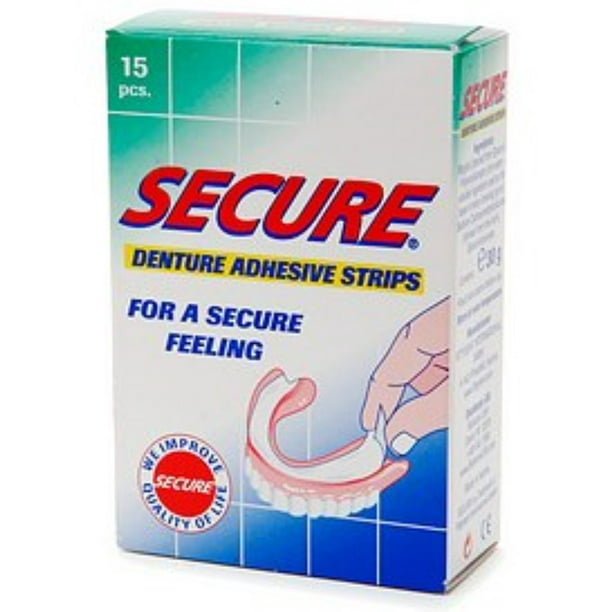 6 Pack Secure Denture Adhesive Strips 15 ea
