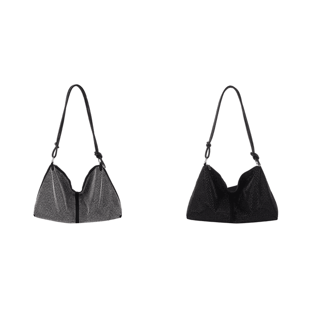 Monedero Diamantes Imitación para Mujer Bolso Mano Brillante Hobo Fiesta Club (plata)