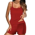 thumbnail image 5 of Tqyyweavej Womens Tankini Swimsuits Tummy Control Square Neck Spaghetti Strap Beach Tops and Baggy Solid Color Bathing Board Shorts, 5 of 5
