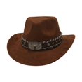 thumbnail image 3 of Sombrero de vaquero moda cálido sombrero de protección ar para montar fijación temática de senderismo Café, 3 of 8