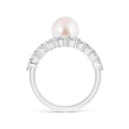 thumbnail image 2 of Angara Japanese Akoya Cultured Pearl Solitaire Ring with Diamonds in 14K White Gold for Women | June Birthstone Jewelry for Her, 2 of 8