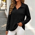 thumbnail image 2 of GUACER Womens Plus Size V-Neck Long Sleeve Tops Collared Ribbed Knit Loose Pullover Sweaters Soft Casual Fall Winter Blouses, 2 of 6