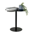 thumbnail image 4 of Metal 21"H Clover Shaped Top Side Table in Black Finish with Iron Construction Pedestal for Stylish and Practical Accent, 4 of 8