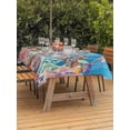 thumbnail image 3 of Outdoor Tablecloth with Umbrella Hole for Patio/Picnic/Party, Blue Turtle Coastal Waterproof Table Cloth Rectangle Table Cover Washable, Nautical Summer Beach Coral Octopus Jellyfish (52"x 70"), 3 of 8