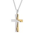 thumbnail image 2 of Men’s Two-Tone Stainless Steel Padre Nuestro Cross Tablet Pendant - Brilliance Fine Jewelry, 2 of 4