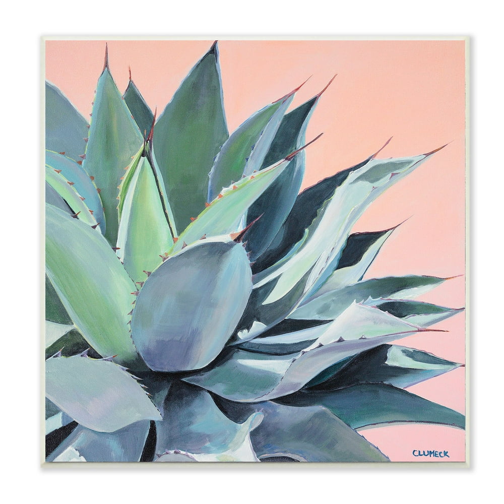 The Stupell Home Decor Painted Aloe Succulent on Coral Peach Ground ...