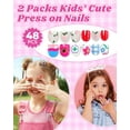 thumbnail image 3 of 3-6 Years Kids Press on Nails, 48 Pieces (2 Packs) Soft Fake Nails for Toddlers & Little Girls, Safe Reusable Stick on Nails, Cute Full Cover Glitter Nails for Preschoolers, Easy to Apply Nail Art, 3 of 6