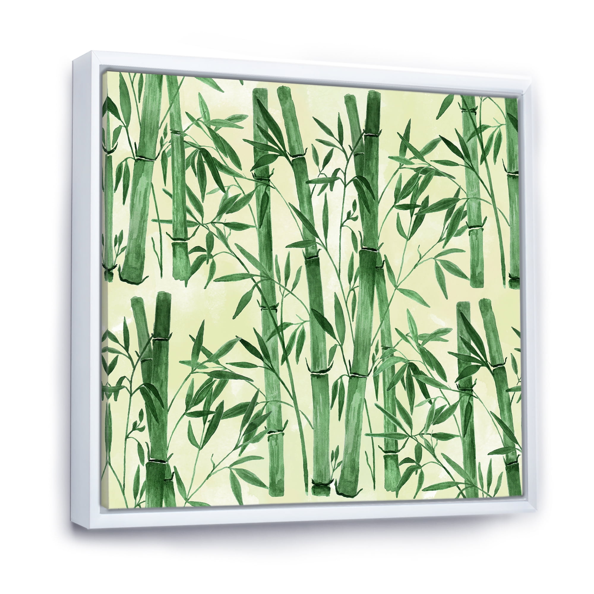 Designart 'The Forest of Bamboo Branches I' Tropical Framed Canvas Wall Art Print