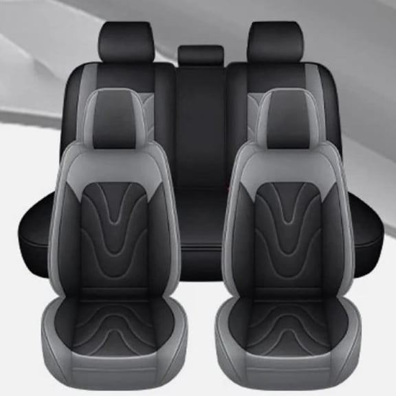 Car Seat Covers Full Set for Toyota Camry 2002-2025, Waterproof Faux Leather Car Seat Cover (5 Seats/Black Gray)