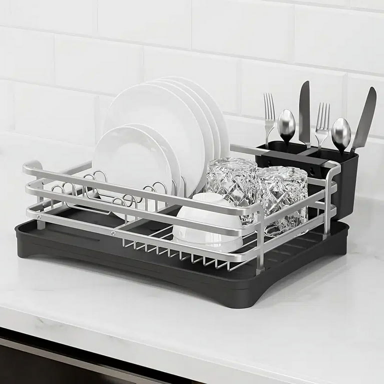 Dish Drying Rack For a clutter free countertop Made of stainless steel with  black powder coated High quality and durable Knife holder…