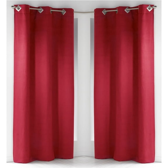 Set of 2 Solid Window Curtain Panel Grommet Suedine