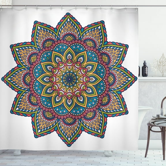 Ambesonne Mandala Shower Curtain, Floral Leaves Details Art, 69"Wx75"L, Multicolor