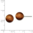 thumbnail image 2 of 925 Sterling Silver Rhod Pltd 10mm Tiger Eye Round Stud Earrings Ball Button, 2 of 6