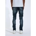 thumbnail image 3 of Crysp Denim Men's Indigo Wash Distressed Rip & Repair Skinny Fit Stretch Jeans (28, Indigo Blue), 3 of 7