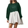 thumbnail image 2 of Jinhomg Spring Dress for Women Casual Comfy Love Heart Graphic Midi Dress Fashion Patchwork Long Sleeve Sweatshirt Dress Daily Wear 2025 Saving Green XL, 2 of 3