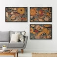 thumbnail image 3 of IDEA4WALL Framed Canvas Print Wall Art Set of 3 Abstract Floral and Fauna Vibrant Bohemian Garden Wall Decor Botanical Pattern Retro Prints Nature Wildflowers Minimal Artwork - 24"x36"x3 Black, 3 of 5
