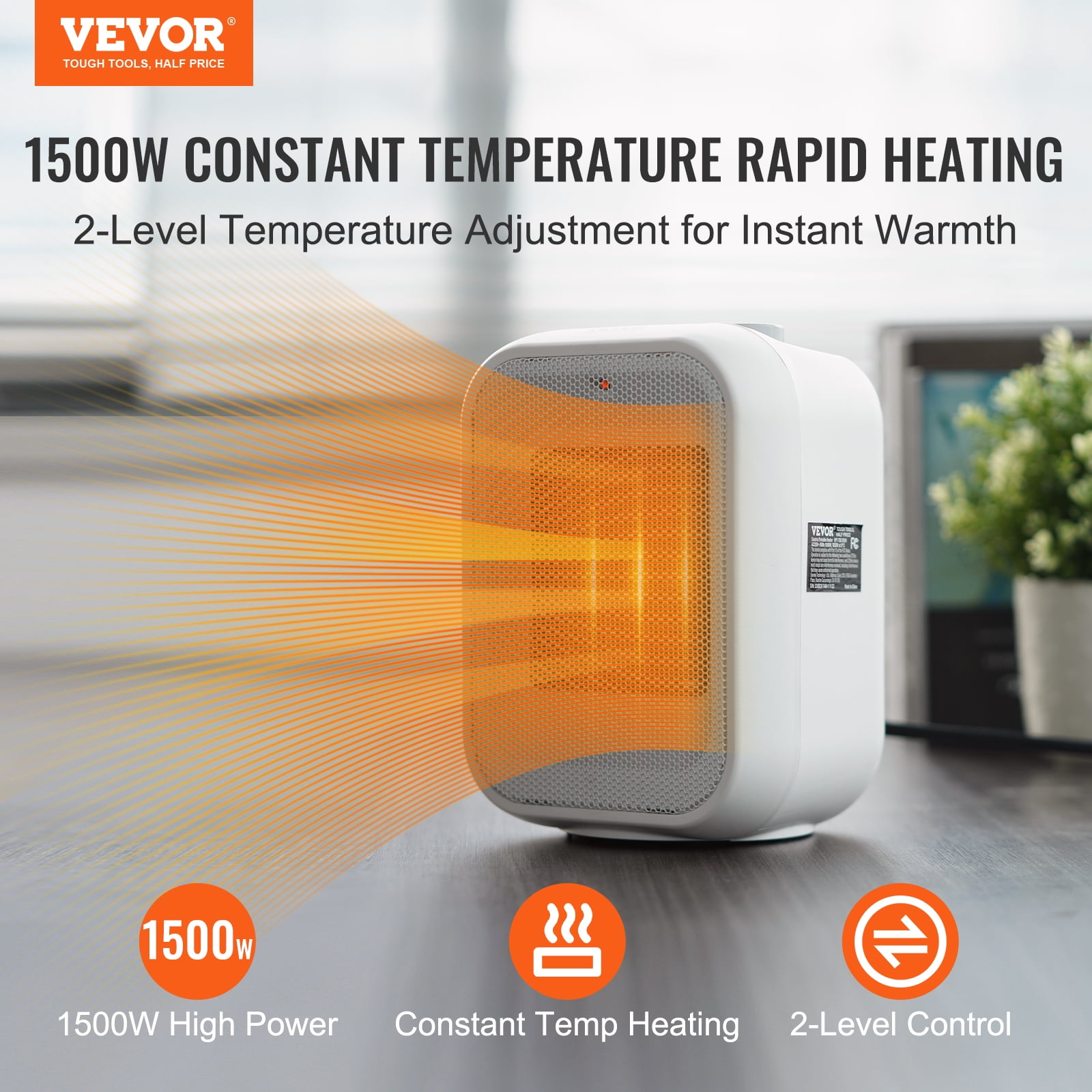 SKYSHALO 1500W Electric Fan Forced Portable Space Heater 9 in with Thermostat