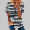 thumbnail image 1 of Hauts d'Été Grande Taille à Manches Courtes pour Femmes Mode Décontractée Confortable Col en V Zip Imprimé Blouse à Manches Courtes Col en V T-Shirt Femmes en Solde, 1 of 5