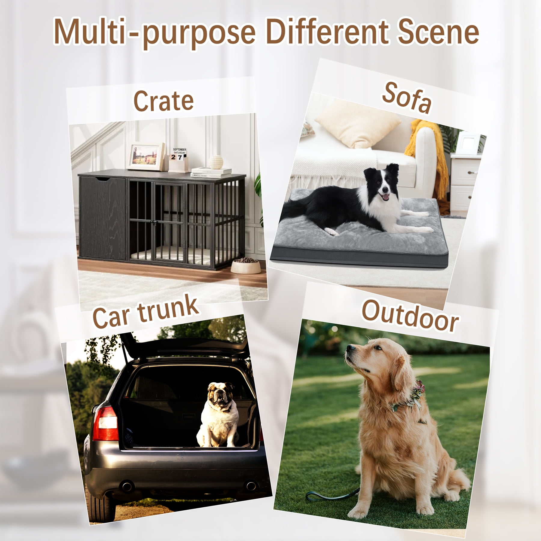 Walpetmar 35" Waterproof Dog Bed for Large Dogs with Removable Washable Cover