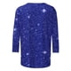 thumbnail image 4 of Tejiojio Women's Sequin Top Round Neck 3/4 Sleeves Sparkly Casual Party Blouse S-2XL, 4 of 5