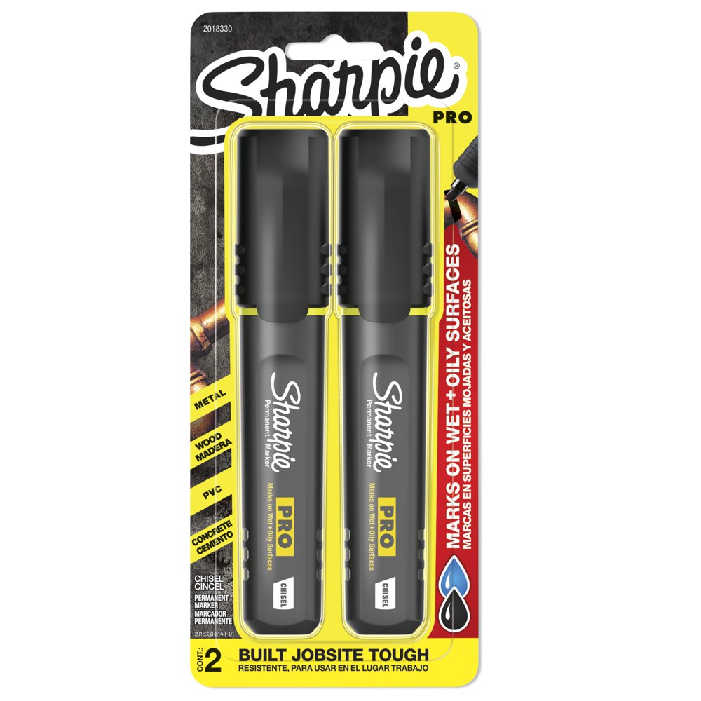 Sharpie Pro Permanent Marker Set, Chisel Tip, Black, 2 Pack Walmart