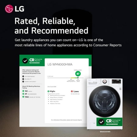 LG - 4.5 Cu. Ft. High-Efficiency Stackable Smart Front Load Washer with Steam and Built-In Intelligence - White