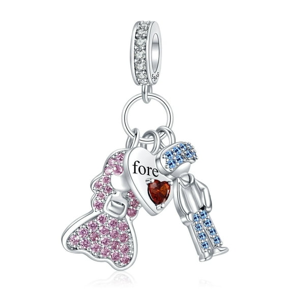 925 Sterling Silver Charm for Bracelets Heart Lovers Pendant Charm Women Bracelet Charm