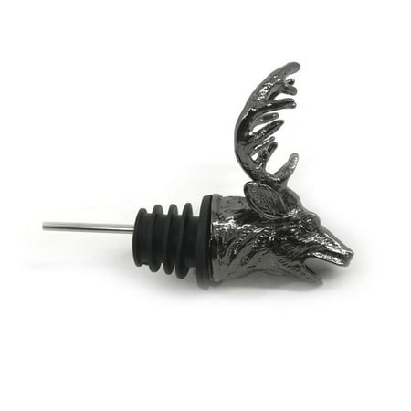 

Zinc Alloy Deer Stag Head Wine Pourer Unique Wine Bottle Stoppers Wine Aerators Bar Tools(Black)