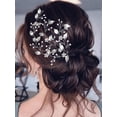 thumbnail image 3 of Leaf Bride Wedding Hair Vine Flower Bridal Headpieces Pearl Hair Accessories for Women and Girls (7.7 Inches), 3 of 4