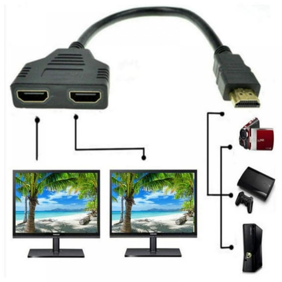 HDMI Splitter 1 in 2 Out HDMI Male to Dual HDMI Female Cable, Black