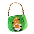thumbnail image 4 of Bolsa de dulces de Halloween con forma de calabaza, multiusos, 22 x 18 cm, plegable, de tela verde, 4 of 9