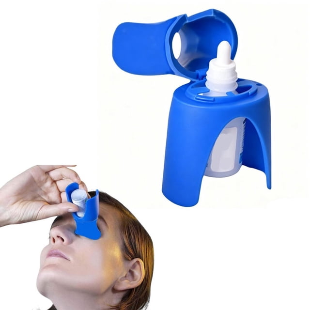 Eye drop aid - Eye drop bottle guide - Eye drop guide - Liquid dispensing guide - Eye drop support - Aid - Reusable - Anti-shake function - 8*5.4*3.2 cm - Fits most standard eye drop bottles - Blue
