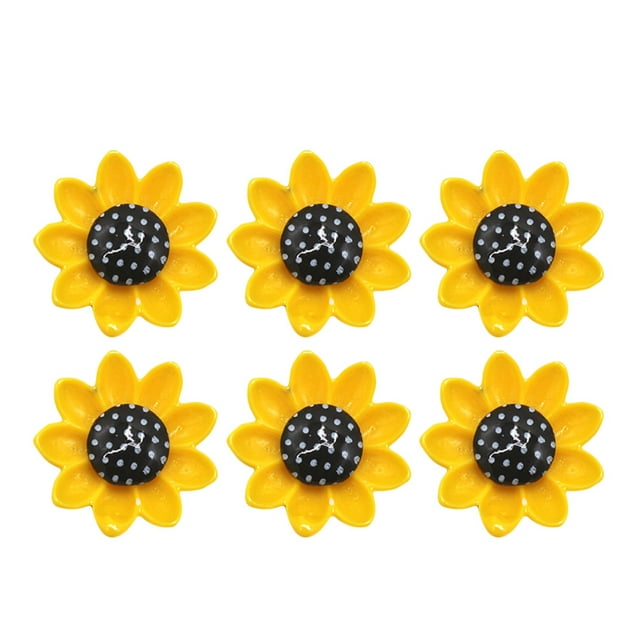 EeaseMX 10 pegatinas magnéticas de resina con diseño de girasoles para nevera, para el hogar y la oficina (amarillo y negro, tamaño grande)